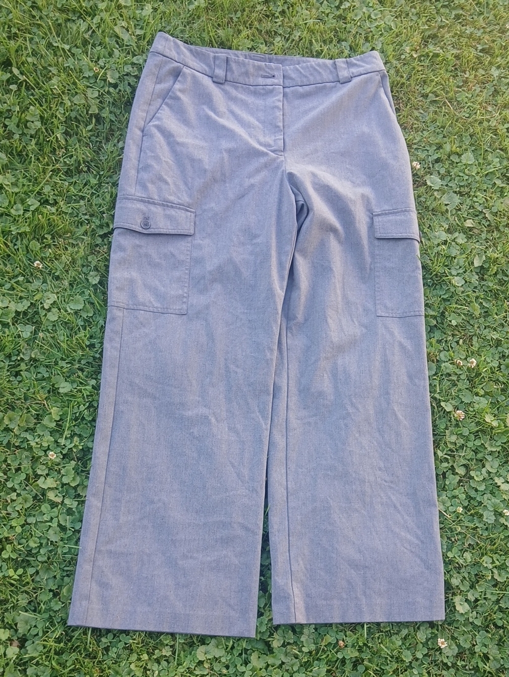 LOFT Gray Wide-Leg Cargo Pants Size 10